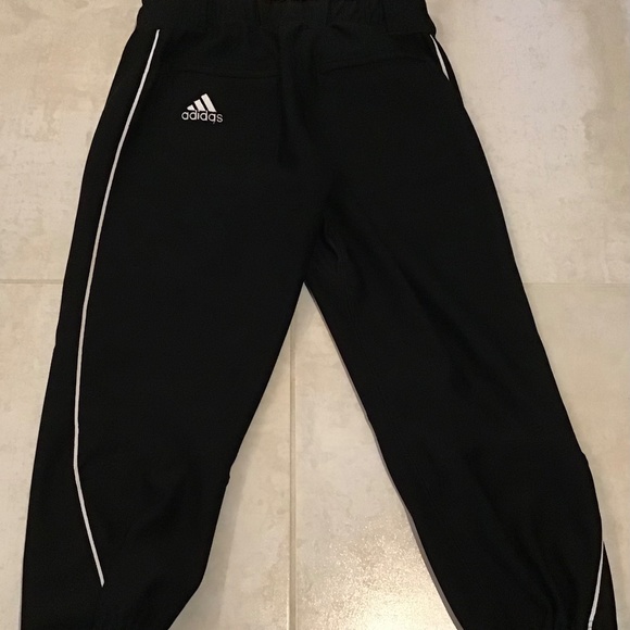 ADIDAS Fastpitch Women’s Size M Black Softball Cropped Pants with Stripes - Picture 4 of 8